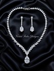 Bridal Crystal Jewelry Set Teardrop Necklace And Earrings Cz Wedding Prom Party