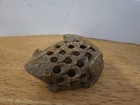 Vintage Stone Mother Frog Soapstone Heavy Tan Art Hand Carved Decor Reptile
