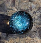 Sparkling Blue Spiral nebula Marble  Hand Made 30mm Galaxy Glass Marble