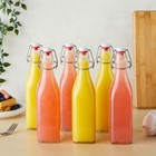 6 Pack 16 Oz Glass Bottles With Swing Top Lids  Brush  And Funnel  square Base 
