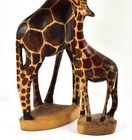 Wooden Giraffe Hand Carved Figurine Statue Sculpture African Home D  cor Set