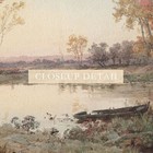 Vintage Fall Pond Landscape Painting Giclee Print On Fine Art Paper