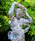 Antique Flora Goddess Statue Sculpture Art Nouveau Spelter Bronze Aged Patina