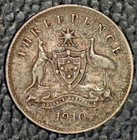 Australia Silver Three Pence   1910  Vf  Toned  Raw