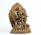 Old Tibet Nepal Copper Gold  Buddha Yamantaka Yama Dharmaraja Statue Early 19 C