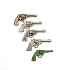 Vtg Cast Metal Miniature Cowboy Gun Pistol Cracker Jack Charm Toy Prize Lot Of 5