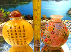 Lot Of 2 Vintage Asian Handpainted Snuff vanity Bottles   1 With Lid   1 Marked