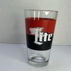 Miller Lite 16 Oz  Pint Beer Glass Football Textured Decal Red black - New