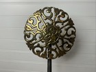 Vintage Ornate Brass   Cast Iron Medallion Fireplace - Floral Andiron