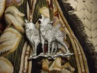  jj  Jonette Jewelry Silver Pewter  howling Wolves  Man s First Dog Pin