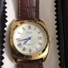 Stauer Timemaster Watch - No  30021 - Gold-tone Dial   Brown Leather Strap - Nib