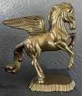 Vintage Solid Brass Pegasus Horse W  Solid Wings On Stand 5 