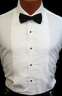New Men s White Slim Fit Tuxedo Shirt Fitted Spread Laydown Collar Fashion Cuffs