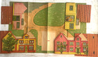 Antique Toy Paper Fold Tab Pretty Village Houses   Shops Layout Tiny Town