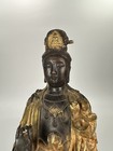 Antique Chinese Parcel Gilt Bronze Figure Guanyin Seated Buddhistic Elephant 20c