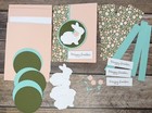 Stampin Up Card Kit Happy Easter Bunny Spring Flower Pearl - Makes 4 Cards