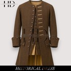 Men s 18th Century Regency Brown Wool Frock Coat vest Colonial Military Tailcoat