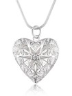 925 Sterling Silver Photo Frame Heart Shape Pendant Snake Chain Necklace Women