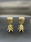 Pair Vintage Brass Pineapple Candleholders Hollywood Regency Style New Old Stock