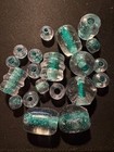 20 Aquamarine Glass Beads  b1113 - Fancy Rare Art Deco- 6-20mm