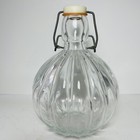 Vintage Decorative Clear Glass Round Decanter Bottle W  Flip-top Stopper