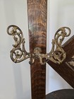 Antique Quartersawn Oak Arts   Crafts Mirror Coat Rack 4 Brass Butterfly Hangers