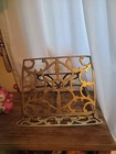 Vintage Brass Book Stand Holder Ornate 13x10x12