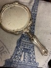 Vintage Silver Metal Vanity Hand-held Mirror 9 5 Inch Antique Shiny Makeup