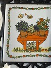 Vintage 1970s Floral Trivet Cast Iron Tile Wall Hanging