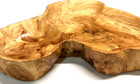 Artisan Hand Turned Carved Natural Wood Large Divided Bowl Tray