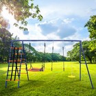 550lbs Playground Metal Swing Set Heavy Duty With Slide Outdoor Play For Kids Us