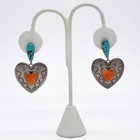 Southwestern Sterling Silver Turquoise Spiny Oyster Heart Shaped Earrings