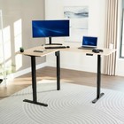Vivo Light Wood   Black Electric 63  X 47  Corner Standing Desk
