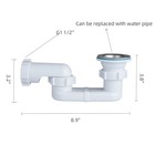 Bath Shower Drain Low Profile P Trap 1 1 2  Flat 1 5 Inches  White