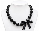 Traditional Hawaiian Style Black Kukui Nut Lei Necklace 36  Glossy Natural Beads
