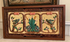 Antique Minton Majolica Glazed Tile Backsplash  Birds   Greenery  Stunning 