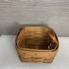 Longaberger 1993 Sweet Basil Basket Square With Leather Strap Handles 5    X 5   