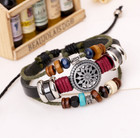 2pc Men Vintage Multilayer Leather Braid Bracelets Handmade Rope Wrap Bracelets 