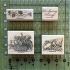 Stampin  Up  Rubber Stamp Wood Mount Thanksgiving Blessings Phrase 4pcs