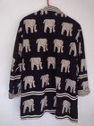 Vintage 90s Hand Block Printed Jacket Black   White African Elephants Sam Hilu M