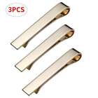 3pcs Mens Stainless Steel Tie Clip Necktie Bar Clasp Clamp Pin Gold Black Silver