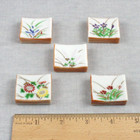 Porcelain Chopstick Holder Rest Stand Floral Hand Painted Set Of 5 Pretty Flower