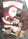 Vtg Bucilla Christmas Friends Santa Snowman Raccoon Bunny Felt Stocking Kit New