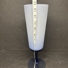 Beautiful Blue purple Cased Glass Empoli Italian Art Pedestal Vase 13 75  Mcm
