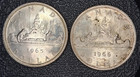 Lot Of 2 Canada Silver Dollars 1965 And 1966