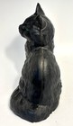 Vintage Black Cast Iron Cat Doorstop With Painted Eyes 9  Tall Hollow