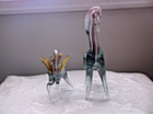 Vintage Set Of 2 Blown Glass Murano Style Art Pegasus   Horse Figurines