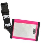Victoria Secret Pink Keychain Mesh Pocket Lanyard Wallet Hot Pink   Blk Print