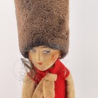 Antique Chalkware  Lady Pin Cushion Doll Vanity Russian Style Tall Fur Hat