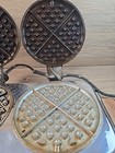 Vintage Dominion Electric  Chrome Double Waffle Maker Wooden Handles Usa Made